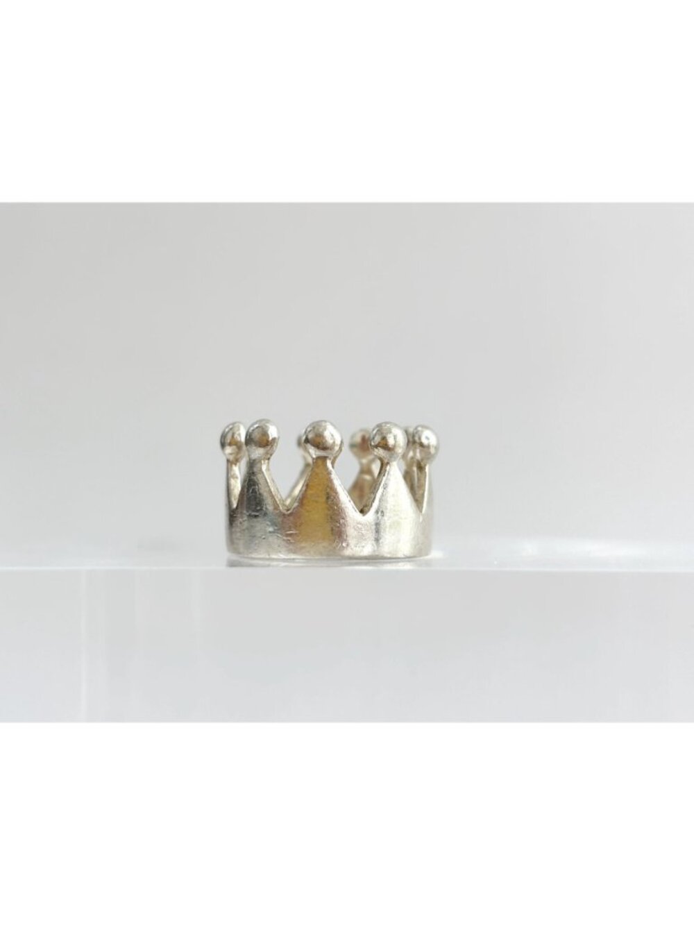 Crown Shaped Polished Bright Minimalist Sterling Silver 925 Vintage Ring - sz 6 - Picture 4 of 14